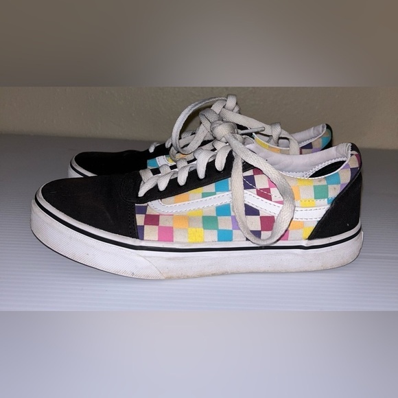 Vans Multi Colored Checkered Skate Athletic Shoes Unisex Missy Old Skool Sz. 5.5 - Picture 5 of 9